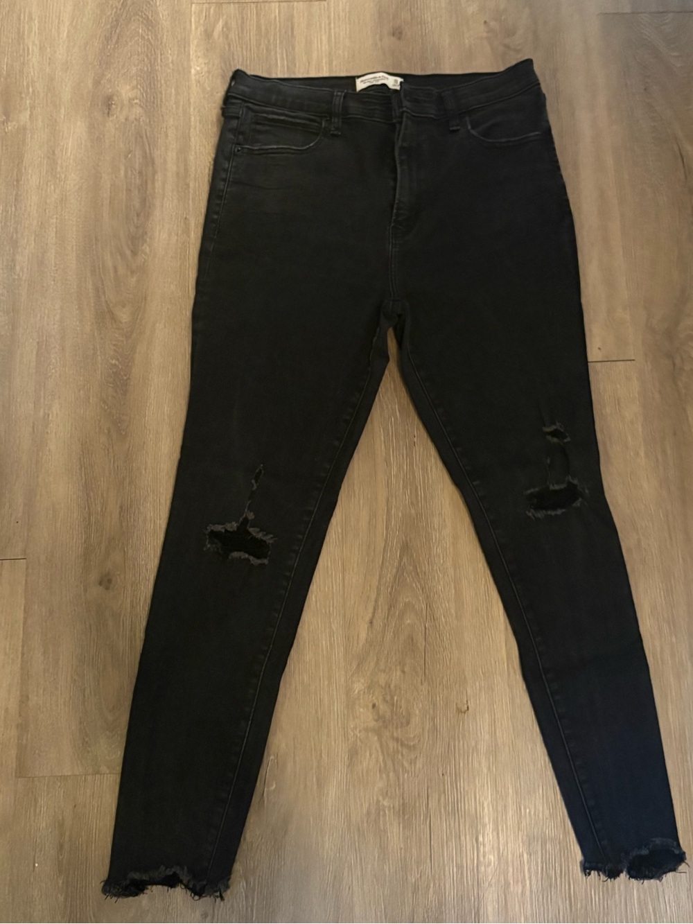 Abercrombie & Fitch Black Skinny Distressed High-Rise Jeans